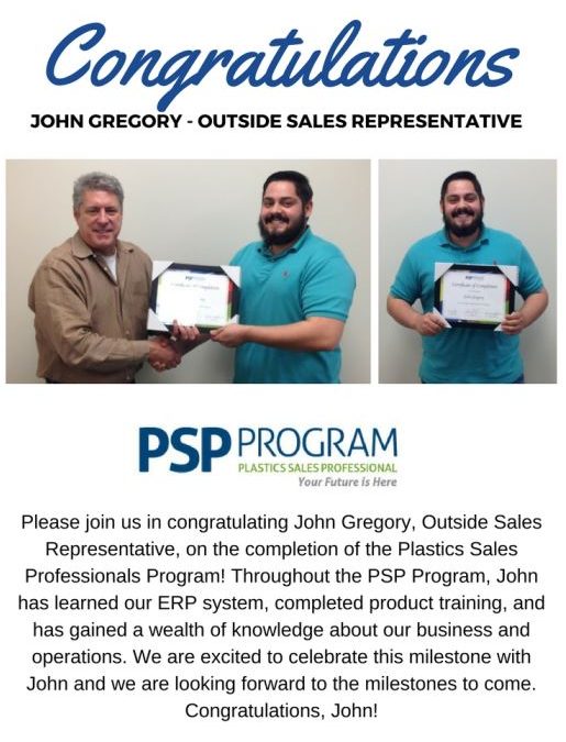 PSP Program – Congratulations John Gregory!